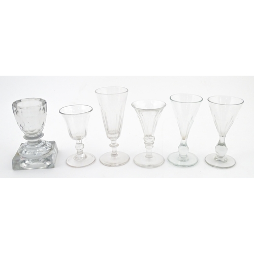 241 - A quantity of assorted 19thC and later drinking glasses together with two measuring jugs / beakers w... 