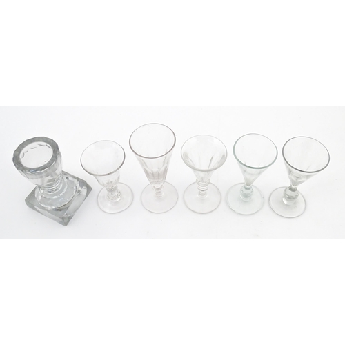 241 - A quantity of assorted 19thC and later drinking glasses together with two measuring jugs / beakers w... 