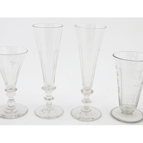 241 - A quantity of assorted 19thC and later drinking glasses together with two measuring jugs / beakers w... 