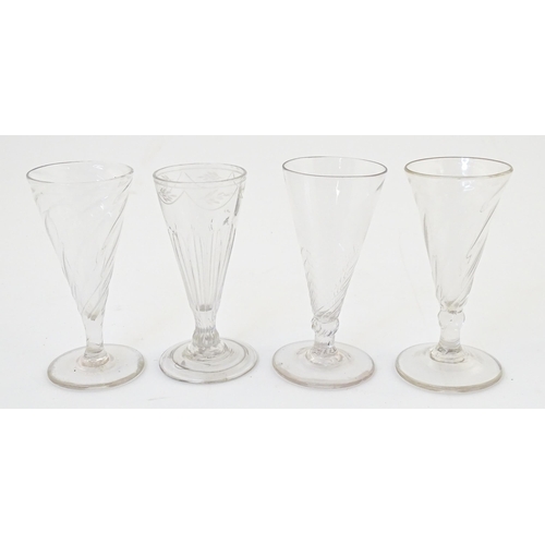 243 - Four 18thC and later dwarf ale glasses. Approx. 5