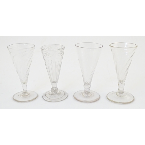 243 - Four 18thC and later dwarf ale glasses. Approx. 5