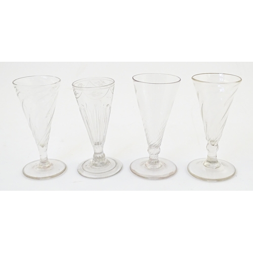 243 - Four 18thC and later dwarf ale glasses. Approx. 5