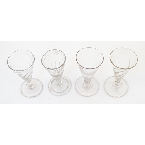 243 - Four 18thC and later dwarf ale glasses. Approx. 5