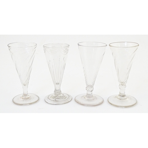 243 - Four 18thC and later dwarf ale glasses. Approx. 5