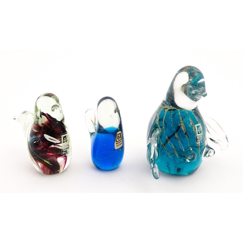 237 - Five various Mdina glass models to include examples formed as a penguin, dolphin, various birds etc.... 