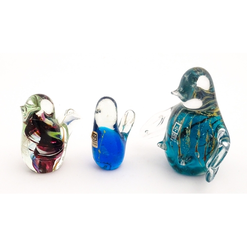237 - Five various Mdina glass models to include examples formed as a penguin, dolphin, various birds etc.... 