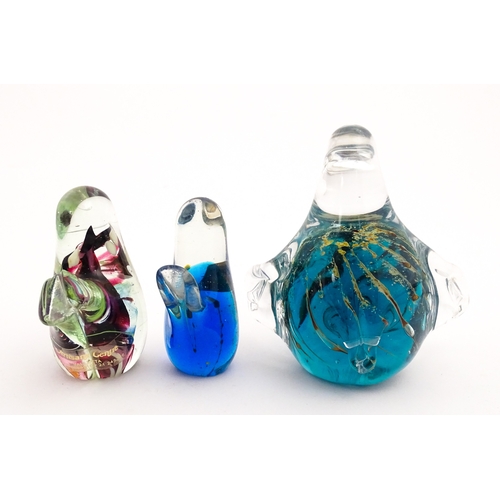 237 - Five various Mdina glass models to include examples formed as a penguin, dolphin, various birds etc.... 