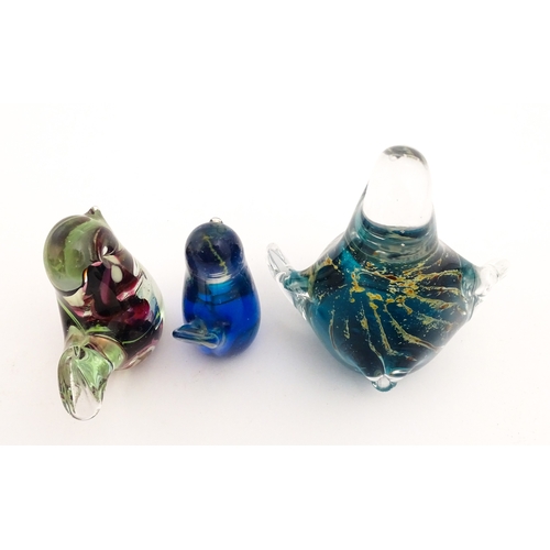 237 - Five various Mdina glass models to include examples formed as a penguin, dolphin, various birds etc.... 