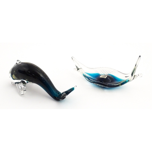 237 - Five various Mdina glass models to include examples formed as a penguin, dolphin, various birds etc.... 