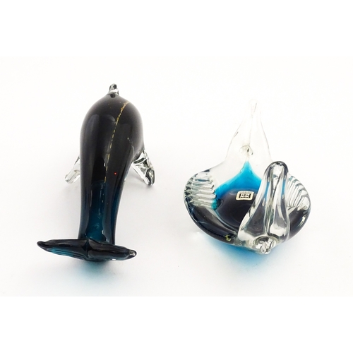 237 - Five various Mdina glass models to include examples formed as a penguin, dolphin, various birds etc.... 