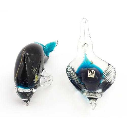 237 - Five various Mdina glass models to include examples formed as a penguin, dolphin, various birds etc.... 