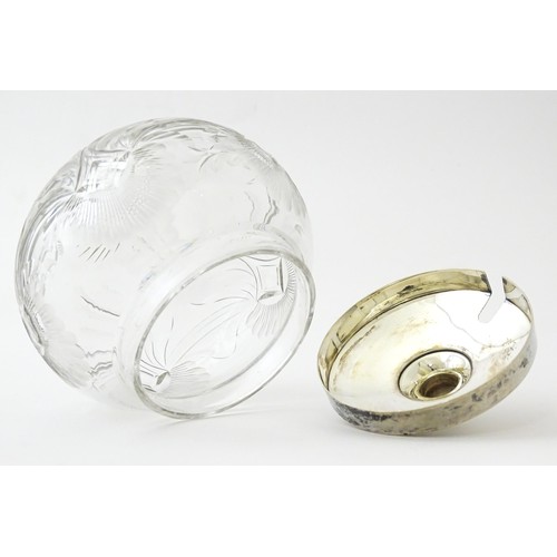 506 - A cut glass preserve pot with silver lid, hallmarked Sheffield 1921, maker Cooper Brothers & Sons Lt... 
