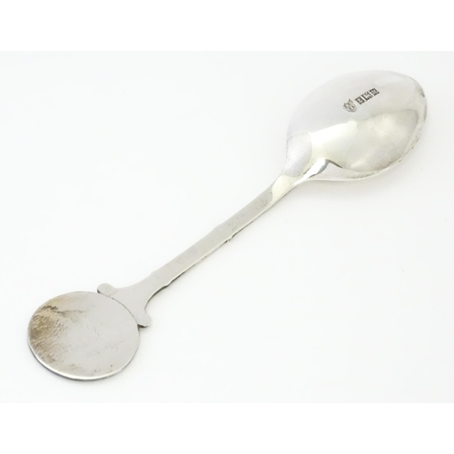 511 - A silver souvenir teaspoon with enamel detail to finial titled S. S. Kenya Castle, hallmarked Birmin... 