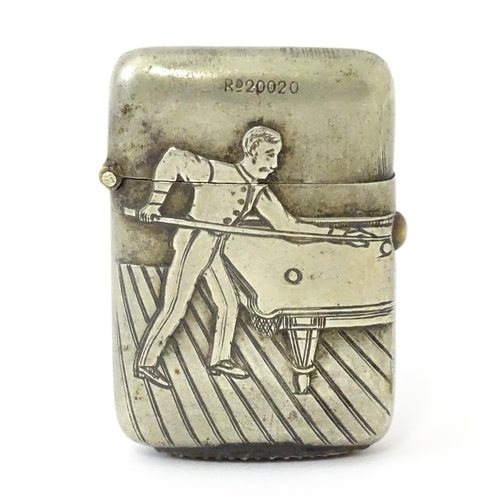 359 - A silver vesta case with engine turned decoration, hallmarked Birmingham 1917, maker Henry Matthews.... 