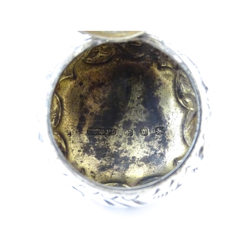 364 - A Victorian silver pill pot with embossed decoration, hallmarked Birmingham 1896, maker Cornelius De... 