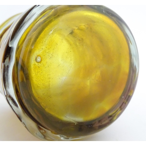 211 - Two Mdina glass vases, one with trailed detail and signed under. The other of tall cylindrical form.... 