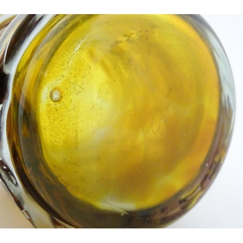 211 - Two Mdina glass vases, one with trailed detail and signed under. The other of tall cylindrical form.... 