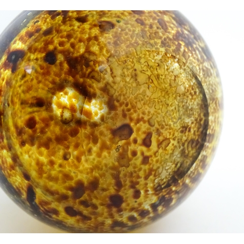 212 - A Mdina glass squat vase, signed under. Together with two further art / studio glass vases, one with... 