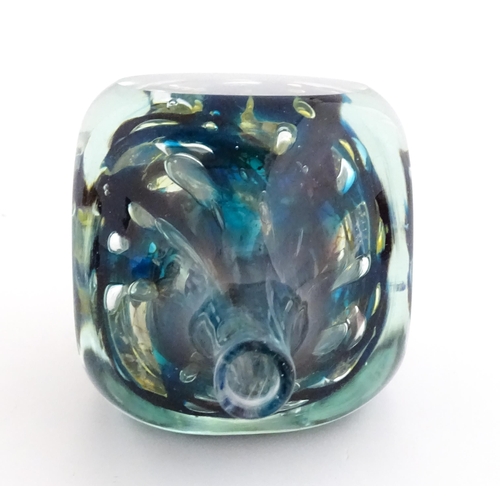 213 - A Mdina glass vase of squared form. Signed Mdina Glass under and dated 1975. Approx. 7