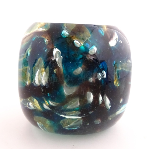 213 - A Mdina glass vase of squared form. Signed Mdina Glass under and dated 1975. Approx. 7