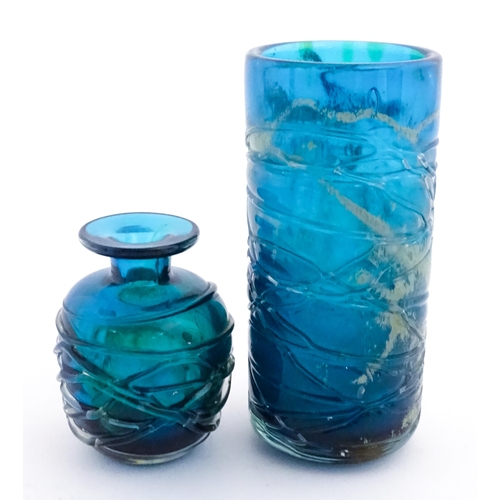 221 - Two Mdina glass vases with trail detail. Both signed under. The tallest approx 6 1/2