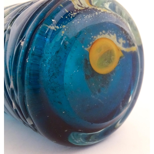 221 - Two Mdina glass vases with trail detail. Both signed under. The tallest approx 6 1/2