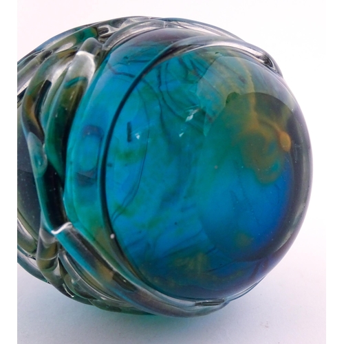 221 - Two Mdina glass vases with trail detail. Both signed under. The tallest approx 6 1/2