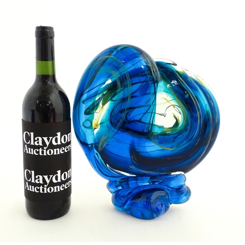 222 - A large Mdina glass art glass freeform  stylised knot sculpture. Signed under and dated 1978.  Appro... 