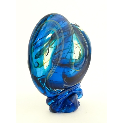 222 - A large Mdina glass art glass freeform  stylised knot sculpture. Signed under and dated 1978.  Appro... 