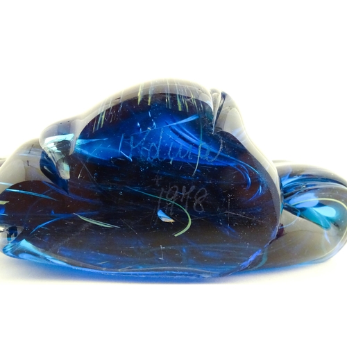 222 - A large Mdina glass art glass freeform  stylised knot sculpture. Signed under and dated 1978.  Appro... 