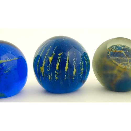 224 - Maltese glass :  A quantity of assorted glass paperweights, some with stylised sea urchin decoration... 