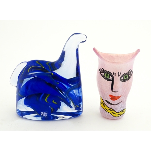 226 - Two Kosta Boda items comprising an Open Minds vase designed by Ulrica Hydman Vallien (1938-2018), an... 
