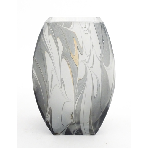 238 - A large glass vase with swirled marbled grey finish. Indistinctly signed and dated 2003 under. Appro... 