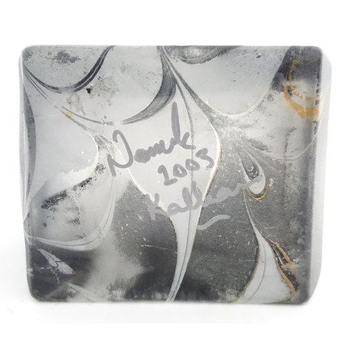 238 - A large glass vase with swirled marbled grey finish. Indistinctly signed and dated 2003 under. Appro... 