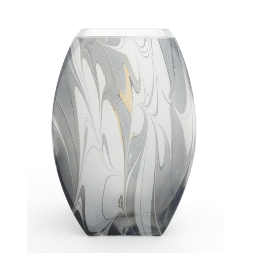 238 - A large glass vase with swirled marbled grey finish. Indistinctly signed and dated 2003 under. Appro... 