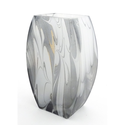 238 - A large glass vase with swirled marbled grey finish. Indistinctly signed and dated 2003 under. Appro... 
