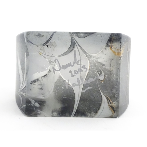 238 - A large glass vase with swirled marbled grey finish. Indistinctly signed and dated 2003 under. Appro... 