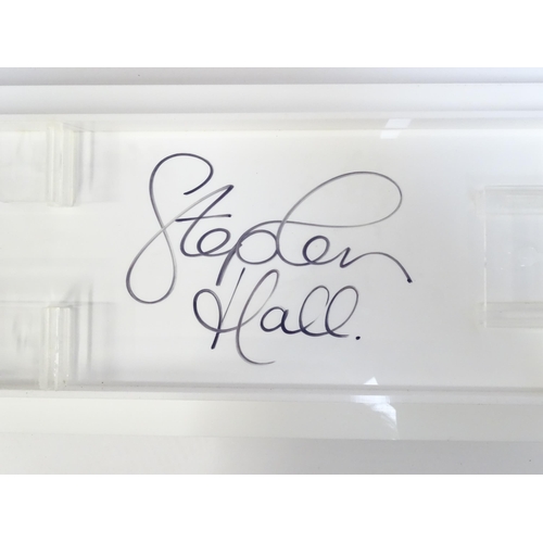 313 - Three Stephen Hall fused glass sculptures. Two signed to reverse. Largest approx. 27 1/4