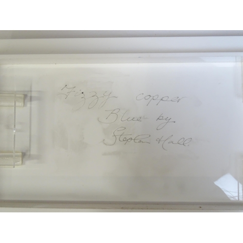 313 - Three Stephen Hall fused glass sculptures. Two signed to reverse. Largest approx. 27 1/4