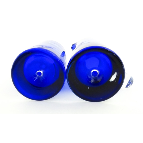 314 - Two Polish Krosno blue glass items comprising a lemonade / water jug, and a decanter. Decanter appro... 