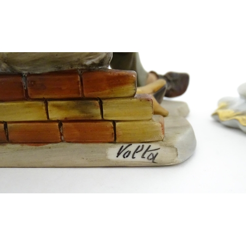 190 - Three Capodimonte figures comprising a model of a sailor, a cobbler, and a tramp with needle and thr... 