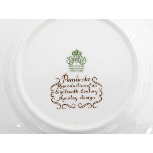 207 - A quantity of Aynsley dinner wares decorated in the Pembroke pattern to include plates, soup bowls a... 