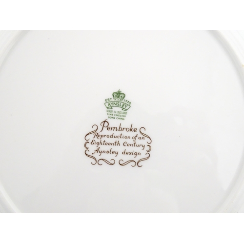207 - A quantity of Aynsley dinner wares decorated in the Pembroke pattern to include plates, soup bowls a... 