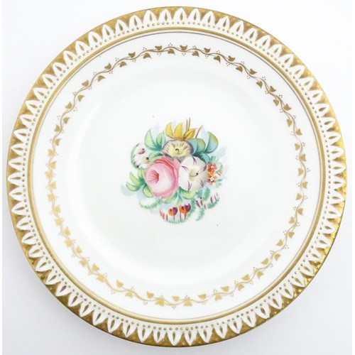 193 - Assorted ceramics to include a pair of Victorian plates with hand painted flowers to centre and gilt... 