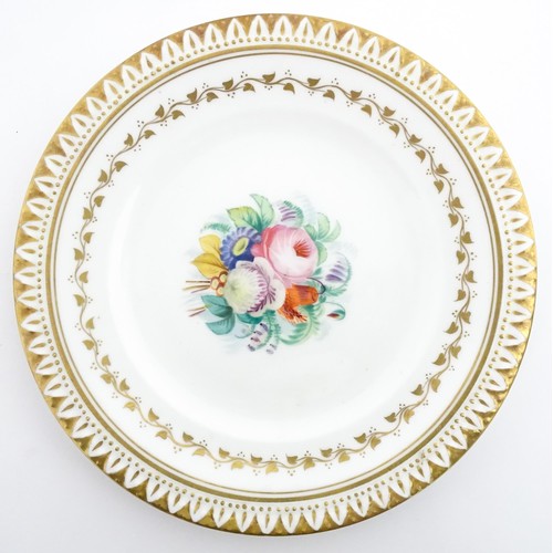 193 - Assorted ceramics to include a pair of Victorian plates with hand painted flowers to centre and gilt... 