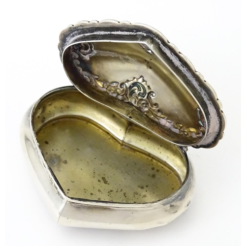 336 - A Victorian silver pot of heart form with embossed floral decoration, hallmarked Birmingham 1898, ma... 