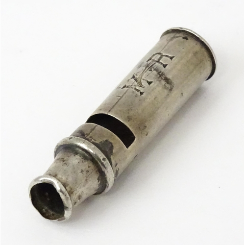 343 - A silver whistle hallmarked Birmingham 1909, maker William Vale & Sons. Approx. 1 1/2