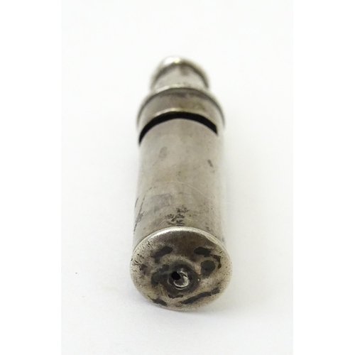 343 - A silver whistle hallmarked Birmingham 1909, maker William Vale & Sons. Approx. 1 1/2