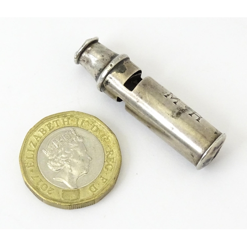343 - A silver whistle hallmarked Birmingham 1909, maker William Vale & Sons. Approx. 1 1/2