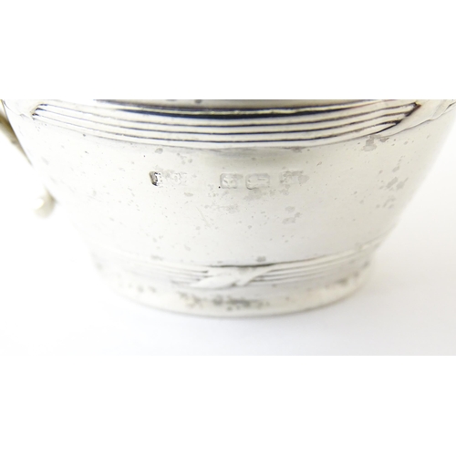 344 - A silver Bachelor's three piece tea set comprising teapot, sugar bowl and milk jug, hallmarked Birmi... 